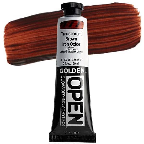 GOLDEN Open Acrylic Paints Transparent Brown Iron Oxide 2 oz