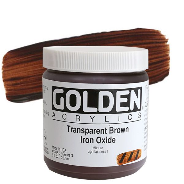 GOLDEN Heavy Body Acrylic 8 oz Jar - Transparent Brown Iron Oxide