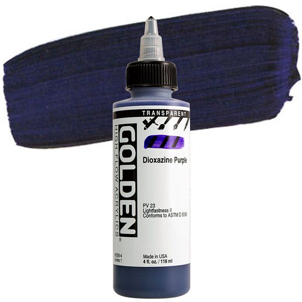 GOLDEN High Flow Acrylic, Transparent Dioxazine Purple, 4oz
