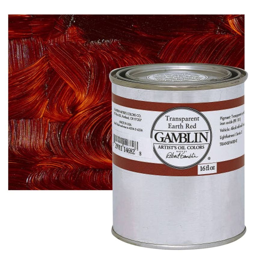 Gamblin Artists Oil - Transparent Earth Red, 16oz Can