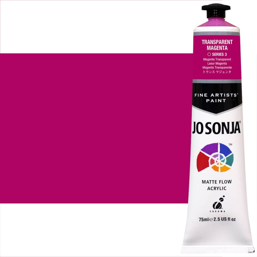 Jo Sonja Matte Acrylic - Transparent Magenta, 75ml Tube