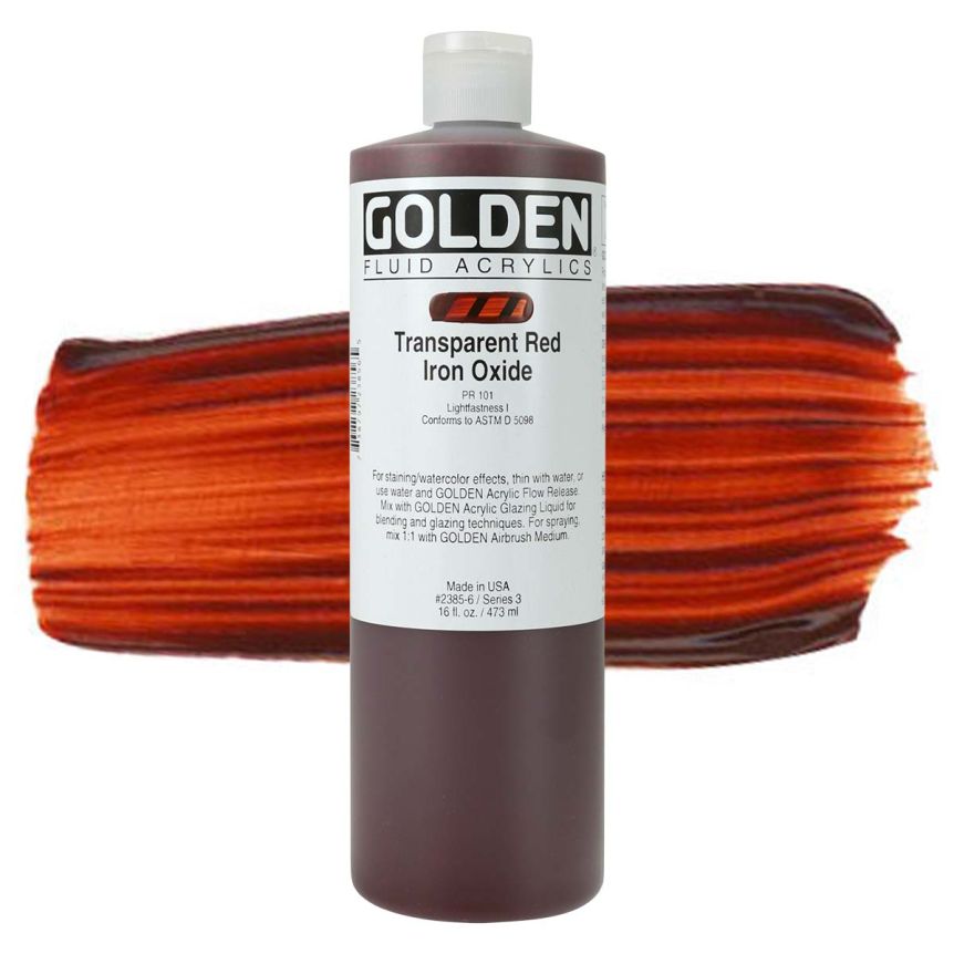 GOLDEN Fluid Acrylics Transparent Red Iron Oxide, 16oz