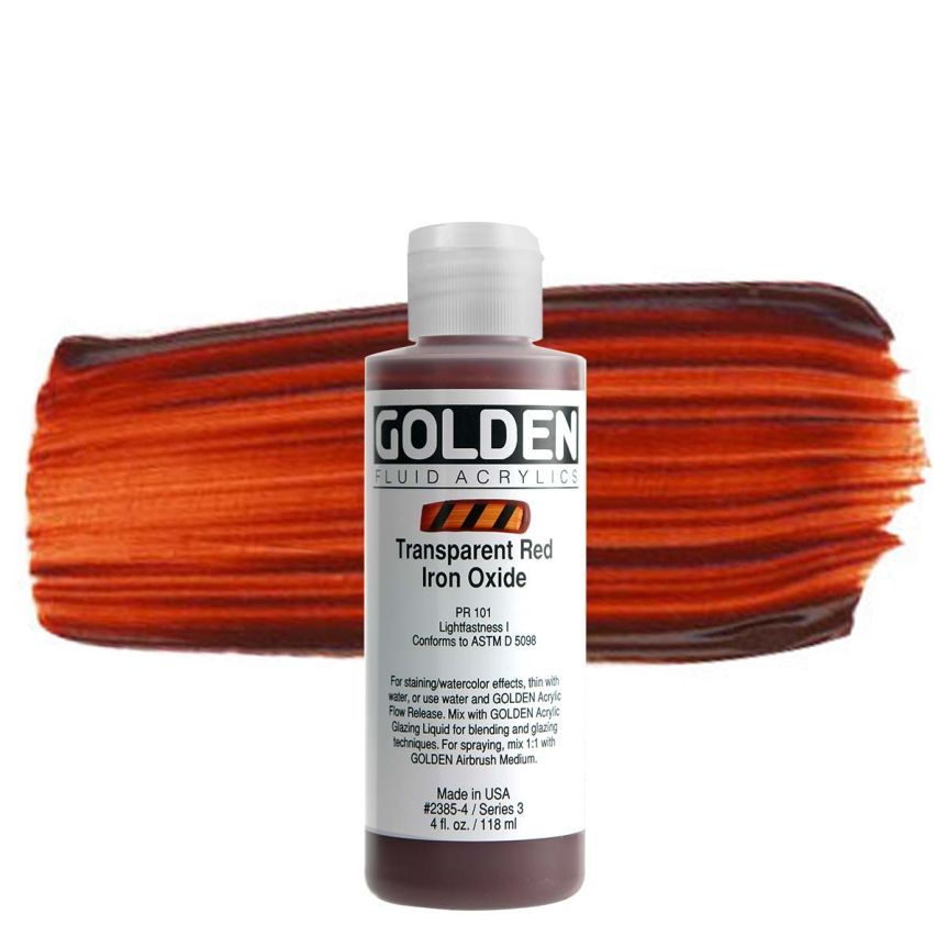 GOLDEN Fluid Acrylics Transparent Red Iron Oxide, 4oz