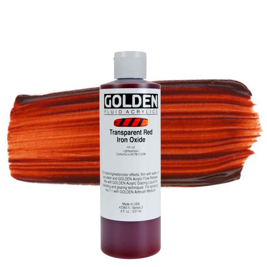 GOLDEN Fluid Acrylics Transparent Red Iron Oxide, 8oz