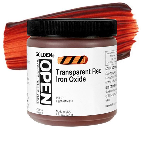 GOLDEN Open Acrylic Paints Transparent Red Iron Oxide 8 oz