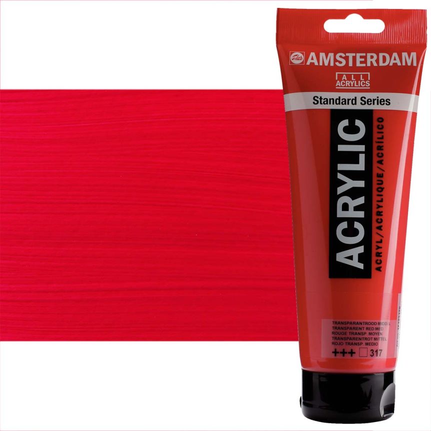 Amsterdam Standard Series Acrylic Paint - Transparent Red Medium, 250ml Tube