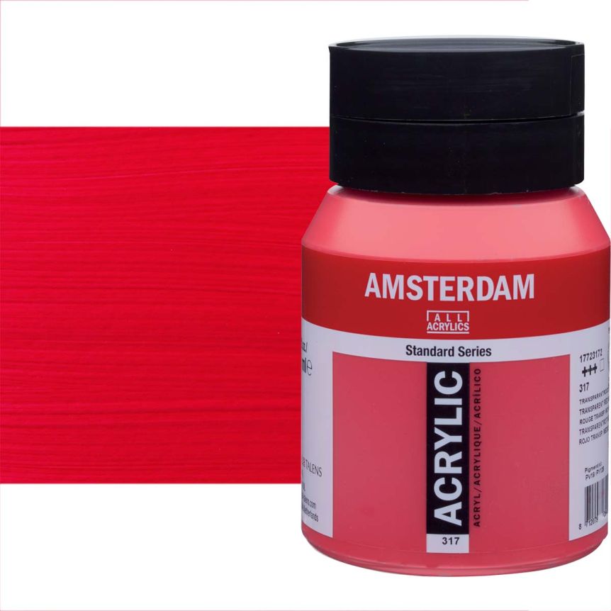 Amsterdam Standard Series Acrylic Paint - Transparent Red Medium, 500ml Jar