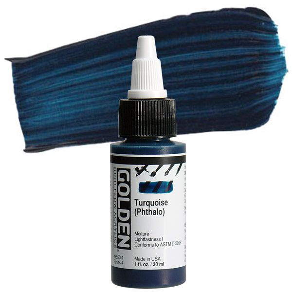 GOLDEN High Flow Acrylic, Turquoise (Phthalo), 1oz