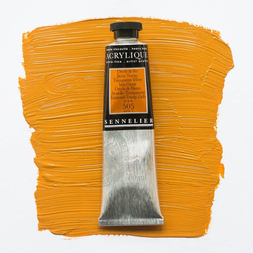 Sennelier Extra Fine Artist Acrylics - Transparent Yellow Iron Oxide, 60ml