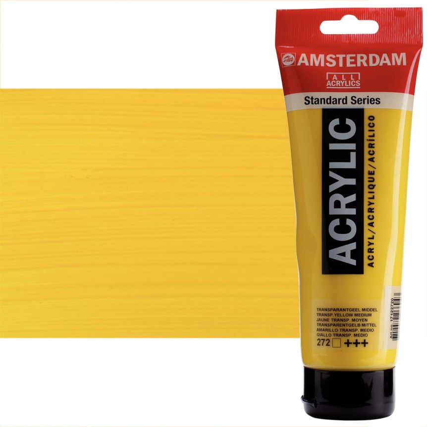 Amsterdam Standard Series Acrylic Paint - Transparent Yellow Medium, 250ml Tube