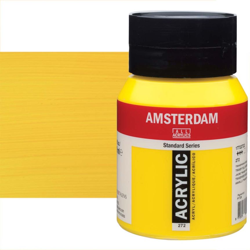 Amsterdam Standard Series Acrylic Paint - Transparent Yellow Medium, 500ml Jar