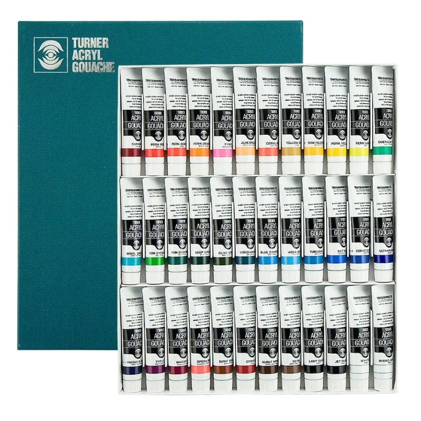 Turner Acryl Gouache Paint Set of 36 Acrylics, 20ml Colors Jerry's