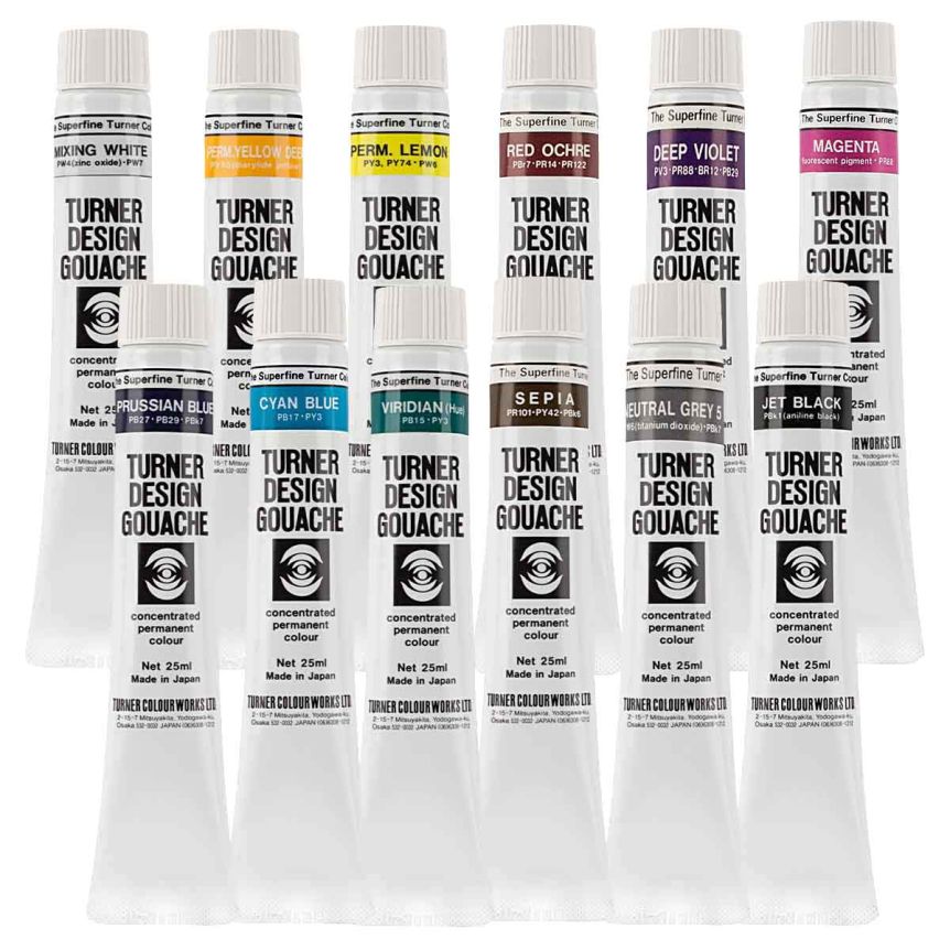 Turner Design Gouache Mixing Set of 12, 25ml Tubes