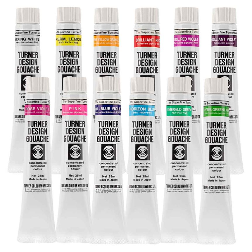 Turner Design Gouache Vibrant Set of 12, 25ml Tubes