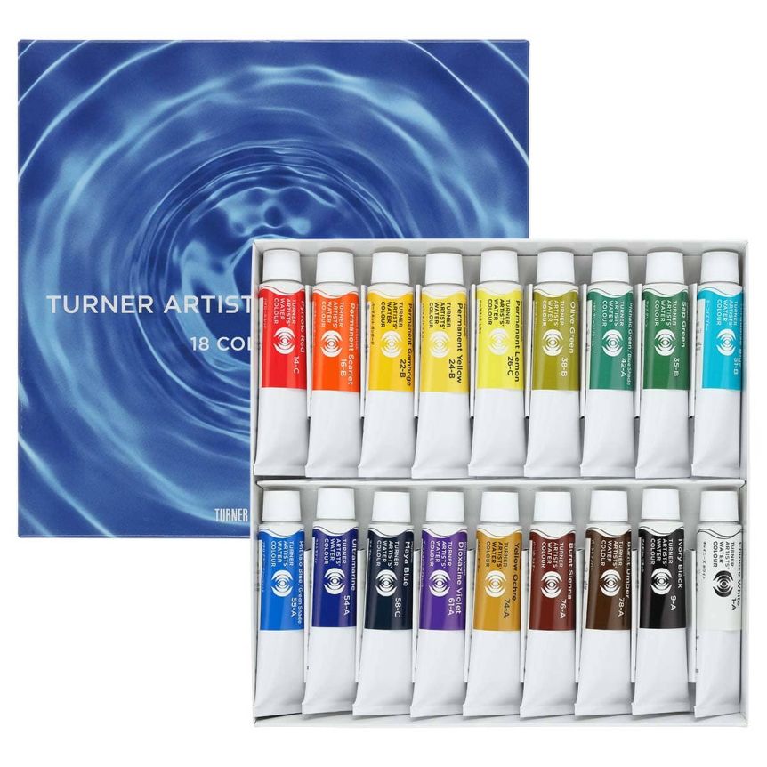 Turner Artists’ Watercolor Set of 18, 15ml Vibrant Colors