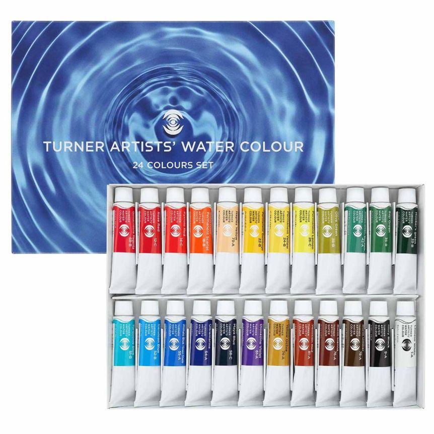 Turner Artists' Watercolor Set of 24, 15ml Tubes
