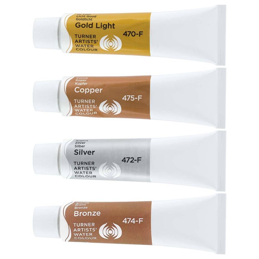 Turner Artists' Watercolors - Fine Metals Set of 4, 15 ml Tubes