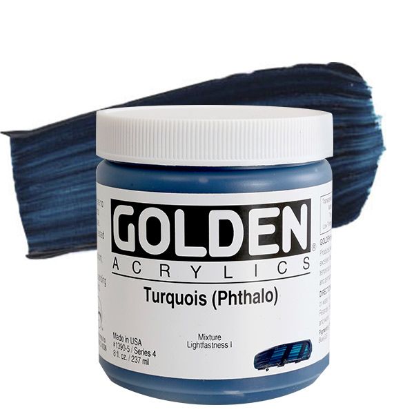 GOLDEN Heavy Body Acrylic 8 oz Jar - Turquoise (Phthalo)