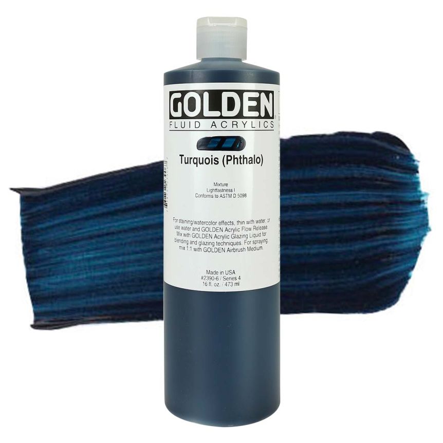 GOLDEN Fluid Acrylics Turquoise, 16oz
