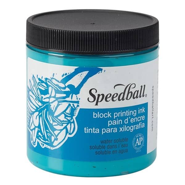 Turquoise 8oz Water Soluble Speedball Block Printing Ink  