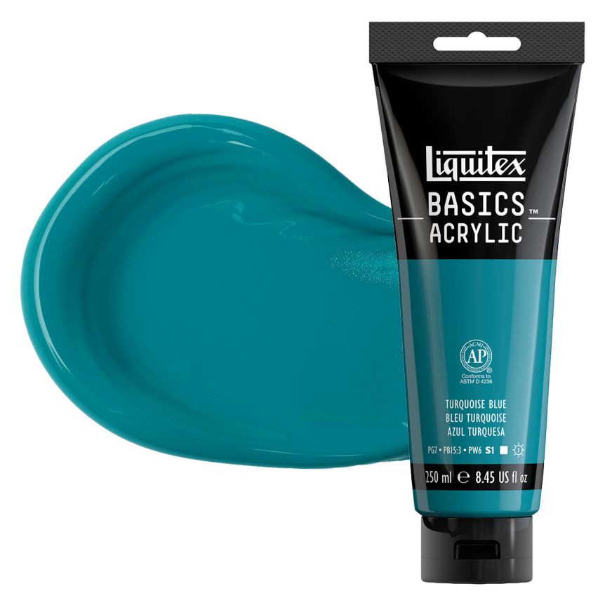 Liquitex Basics Acrylic Paint - Turquoise Blue, 250ml Tube