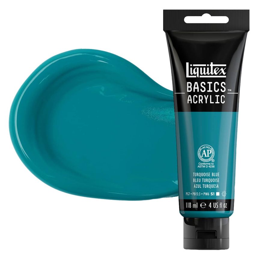 Liquitex Basics Acrylic Paint - Turquoise Blue, 4oz Tube