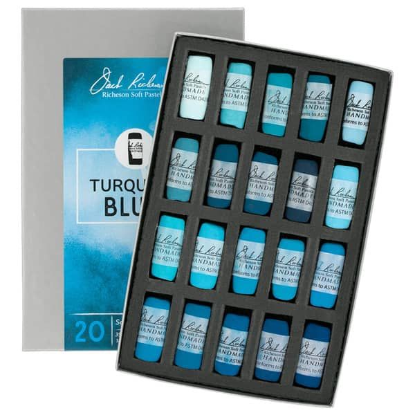 Richeson Hand-Rolled Soft Pastels Set of 20 Turquoise Blue