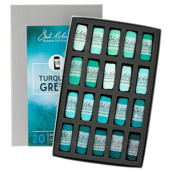 Richeson Hand-Rolled Soft Pastels Set of 20 Turquoise Greens