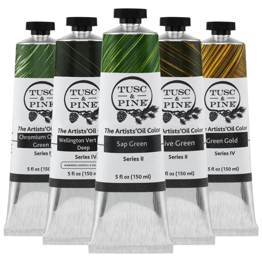 Tusc & Pine Oil Color Earth Greens Set of 5, 150ml Tubes