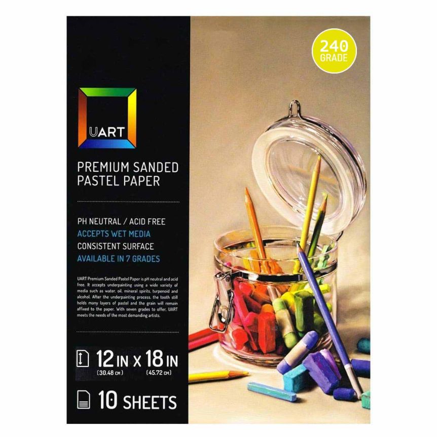 UART Sanded Pastel Paper 240 Grade 12" x 18" (Pack of 10) 