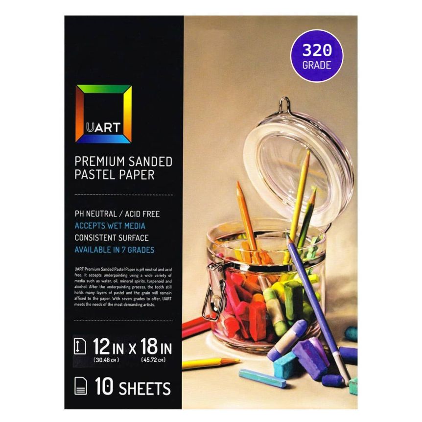 UART Sanded Pastel Paper 320 Grade 12" x 18" (Pack of 10) 