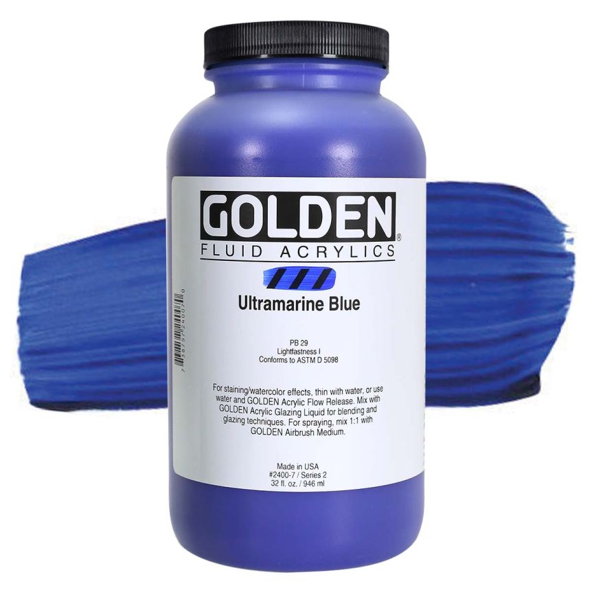 GOLDEN Fluid Acrylics Ultramarine Blue, 32oz