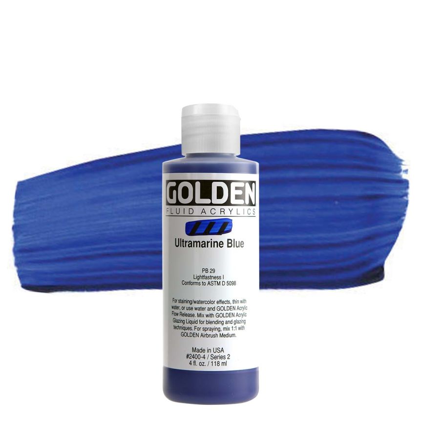 GOLDEN Fluid Acrylics Ultramarine Blue, 4oz