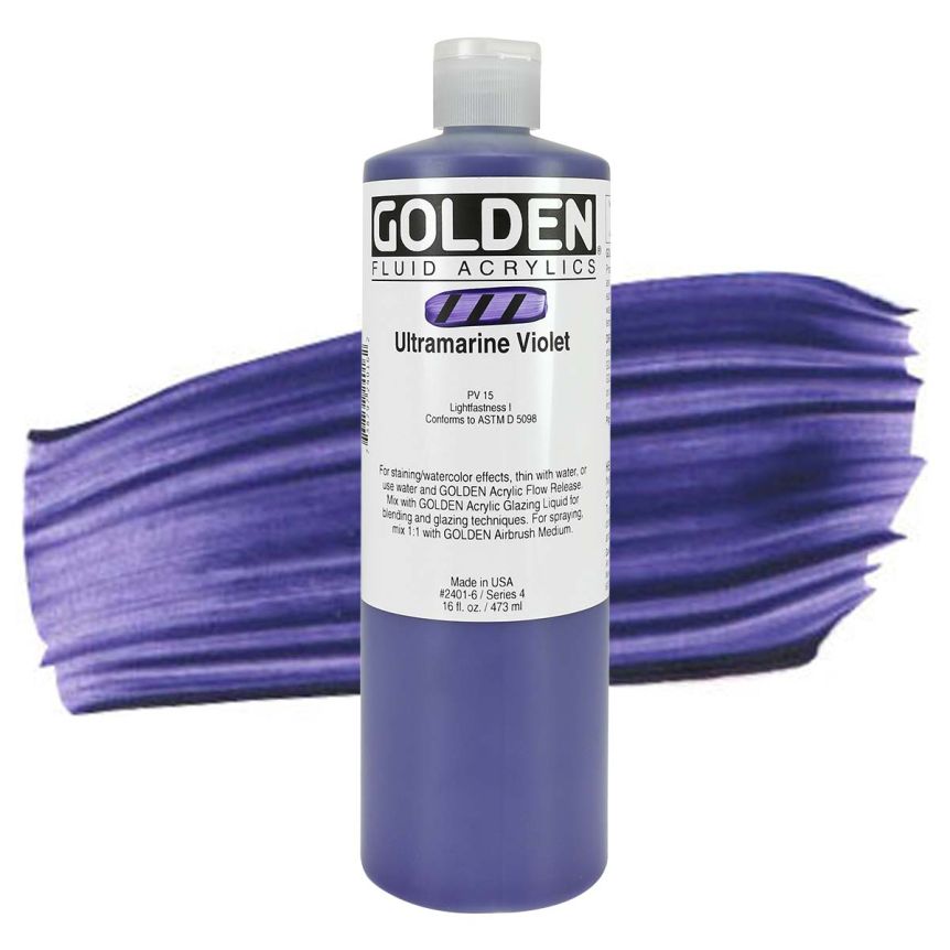 GOLDEN Fluid Acrylics Ultramarine Violet, 16oz