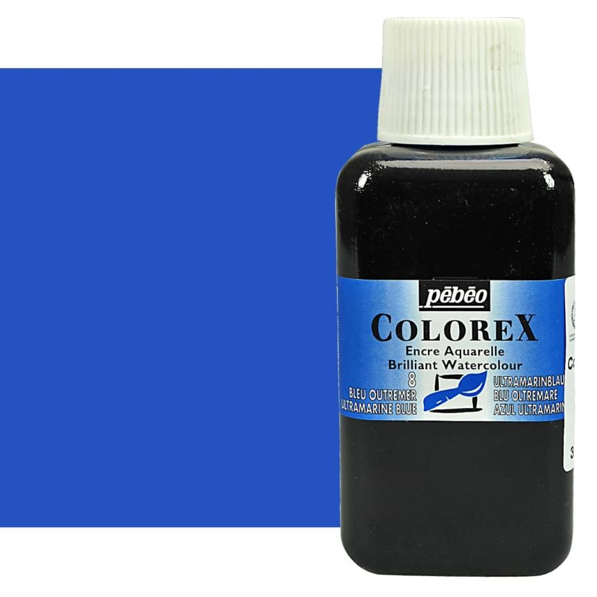 Pebeo Colorex Watercolor Ink Ultramarine Blue, 250ml