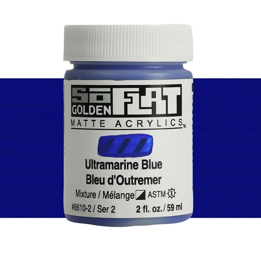 GOLDEN SoFlat Matte Acrylic - Ultramarine Blue, 2oz Jar