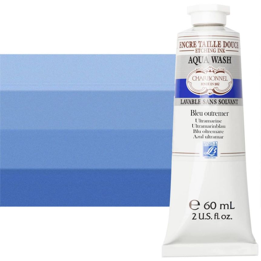 Charbonnel Aqua Wash Etching Ink - Ultramarine Blue, 60ml Tube 