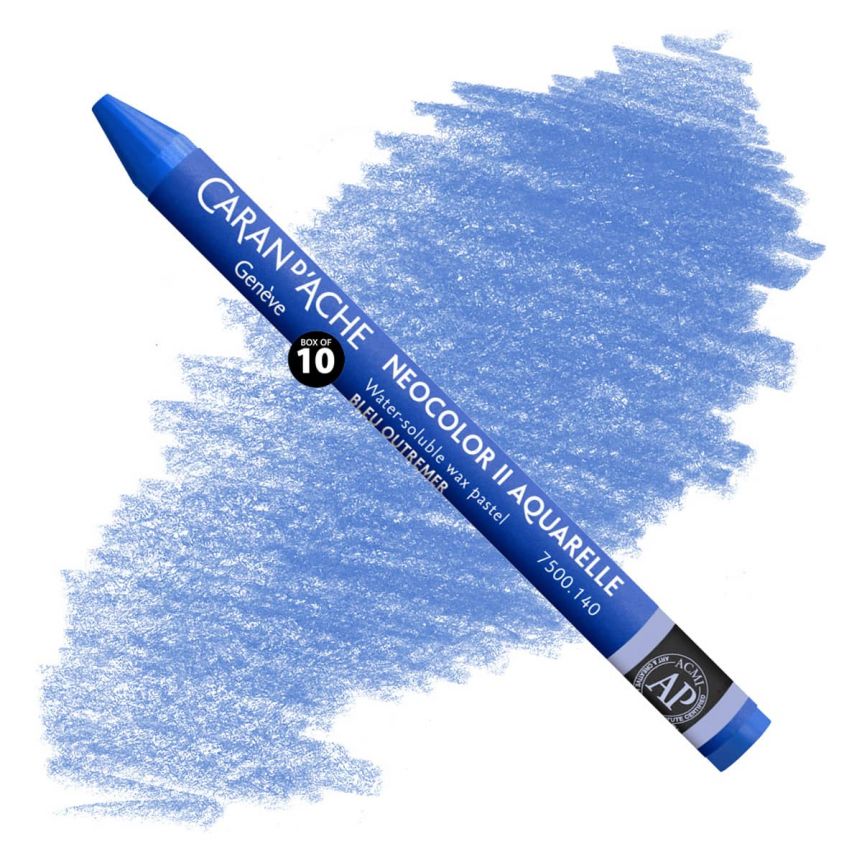 Caran d'Ache Neocolor II Water-Soluble Wax Pastels - Ultramarine, No. 140 (Box of 10)