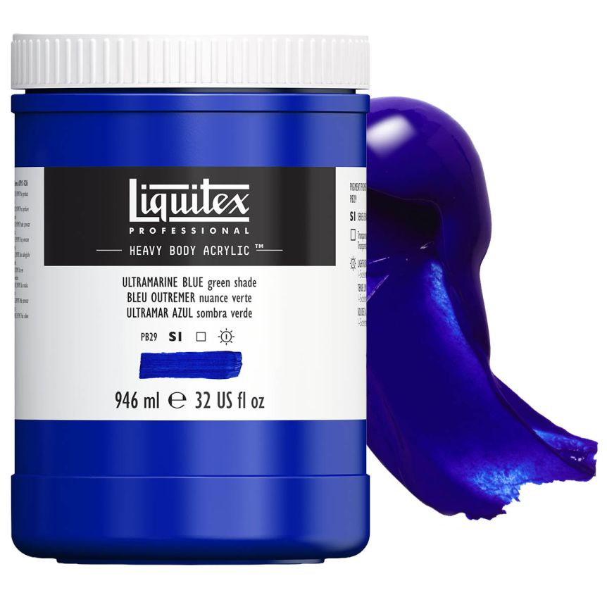 Liquitex Heavy Body Acrylic - Ultramarine Blue (Green Shade), 32oz Jar