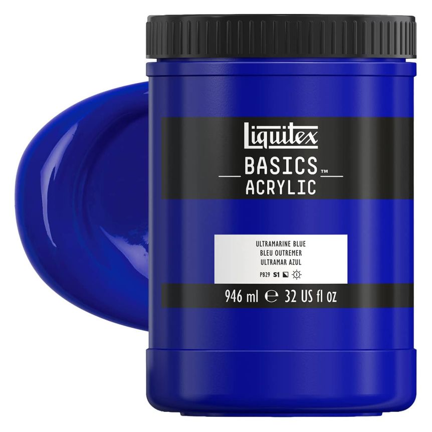 Liquitex Basics Acrylic Paint - Ultramarine Blue, 32oz Jar