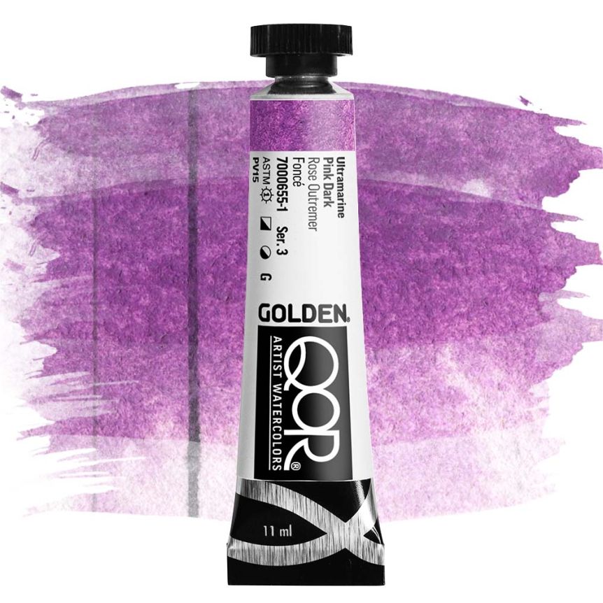 QoR Watercolor Paint - Ultramarine Pink Dark, 11ml Tube