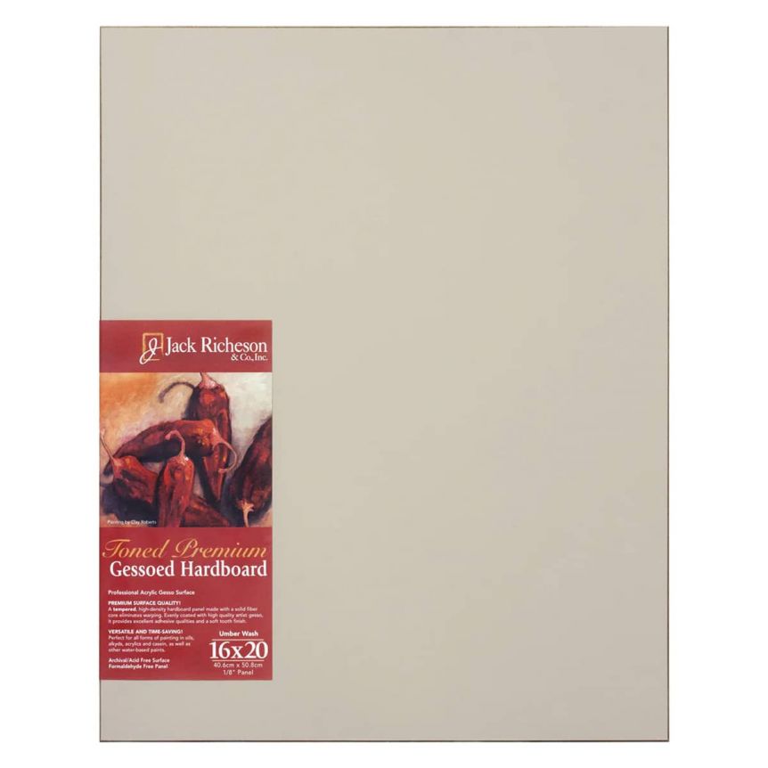 Jack Richeson 1/8" Toned Gesso Hardboard Canvas Panels Umber, 16"x20