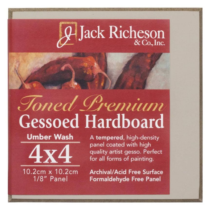 Jack Richeson 1/8" Toned Gesso Hardboard Canvas Panels Umber, 4"x4