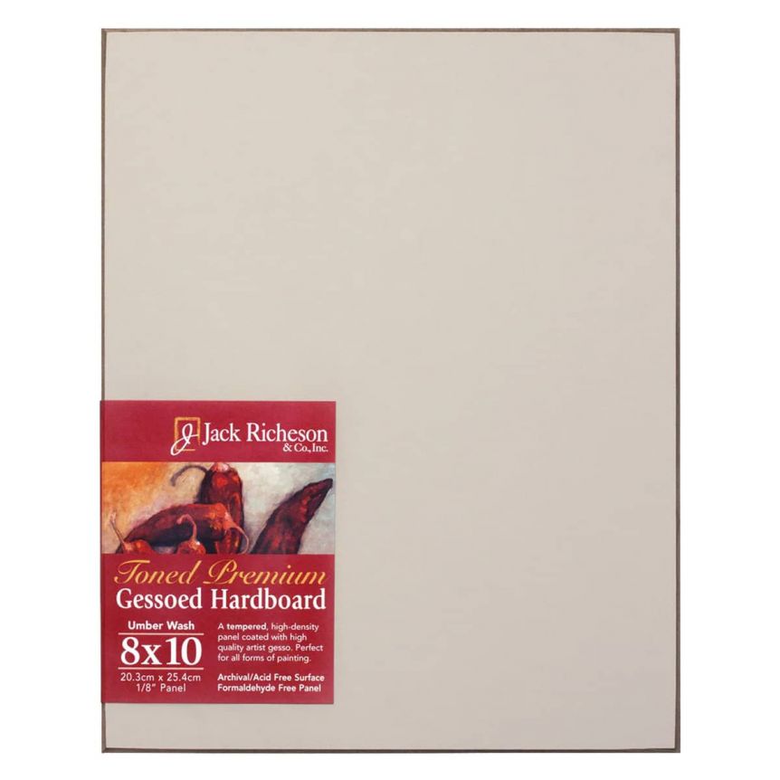 Jack Richeson 1/8" Toned Gesso Hardboard Canvas Panels Umber, 8"x10