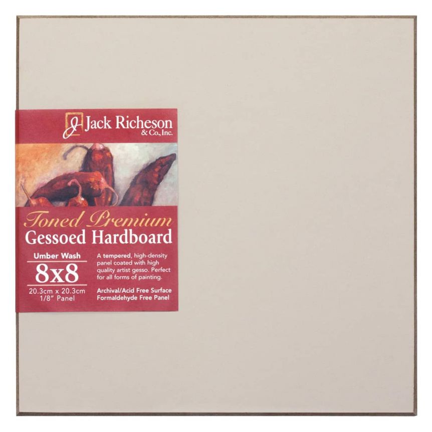 Jack Richeson 1/8" Toned Gesso Hardboard Canvas Panels - Umber, 8"x8"