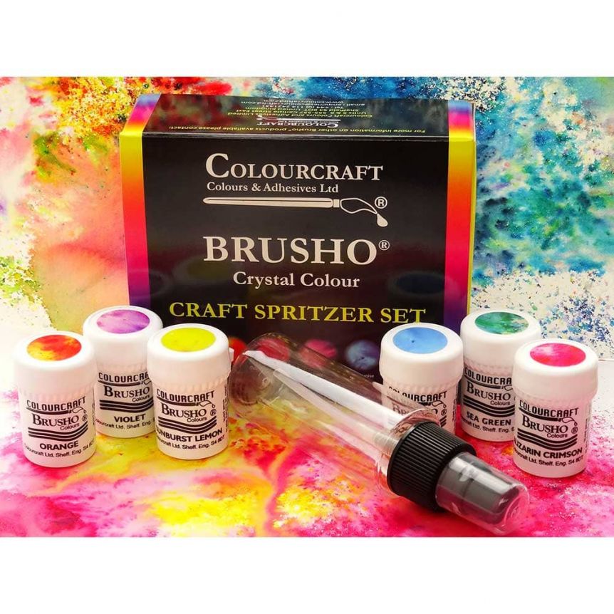 Brusho Crystal Colours Spritzer Set of 6 - Assorted Colors