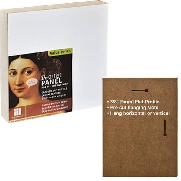 Ampersand Value Series Artist Panel Canvas Finish - 3/8" with Hanging Slot 8x10" Pack of 3