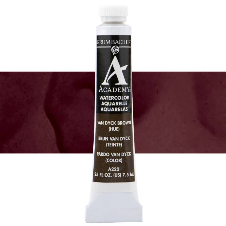 Grumbacher Academy Watercolor, Van Dyke Brown Hue - 7.5 ml Tube