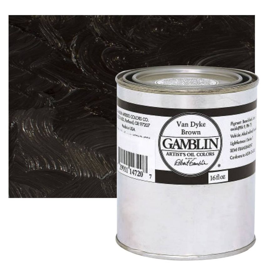 Gamblin Artists Oil - Van Dyke Brown, 16oz Can