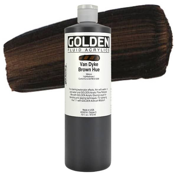 GOLDEN Fluid Acrylics Van Dyke Brown Hue 16 oz